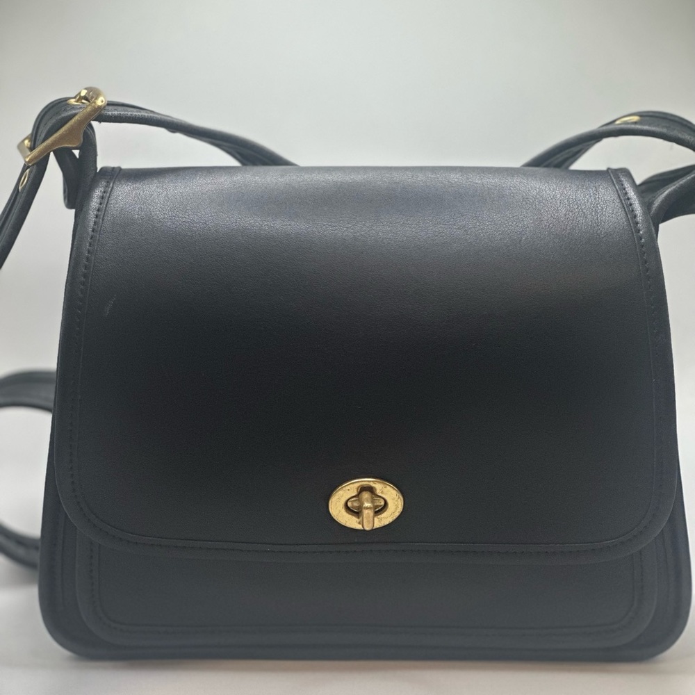 VINTAGE COACH 9061 Rambler's Legacy Black Leather Crossbody Bag NICE!